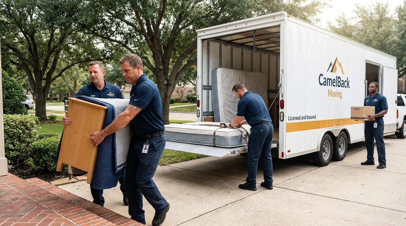 Crew loading residential truck for cross-state move from Painted Post, NY