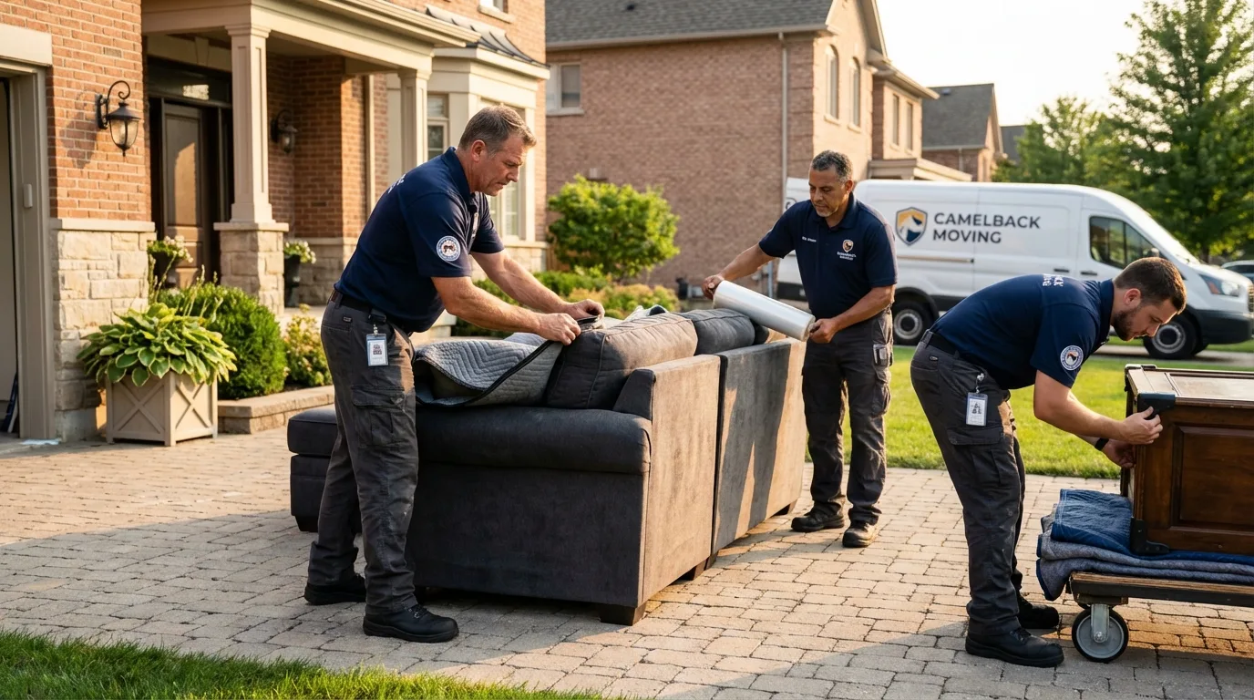 Large estate moving crew wrapping furniture in Painted Post, NY