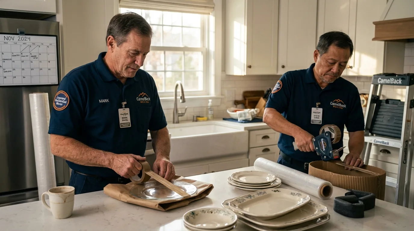 Professional crew packing kitchen dishware in Painted Post, NY